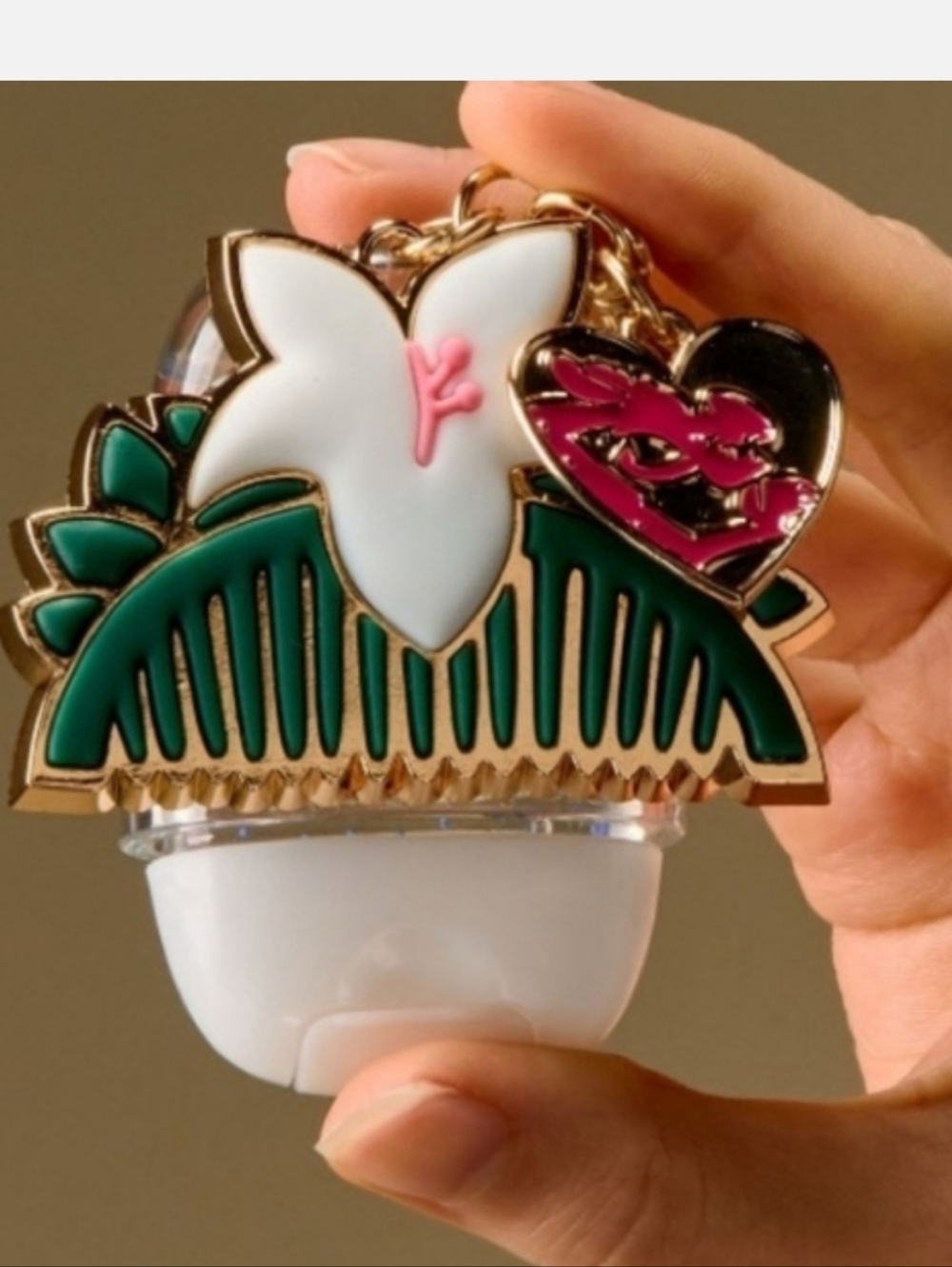 Bath & Body  Works Mulan Floral White, Green & Pink Keychain PocketBac Holder